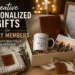 Creative personalized gifts for family members displayed in a cozy home setting with custom mugs, engraved keepsakes, photo memories, and warm decorative lighting